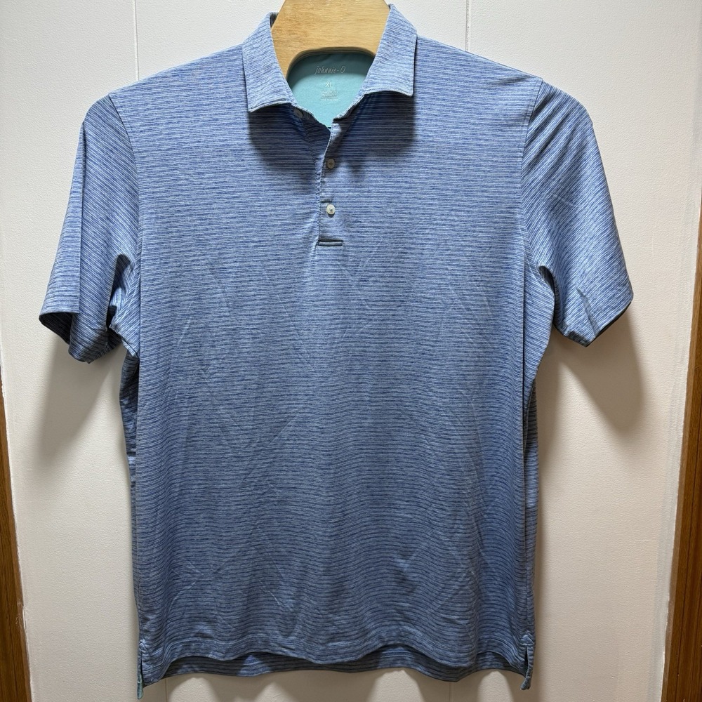 Johnnie-O Men's Blue Striped Golf Polo Shirt‎ Short Sleeve Size XL Logo
